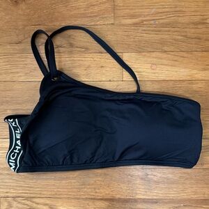Michael Kors Black One Shoulder Asymmetrical Bikini Swim Top - Large